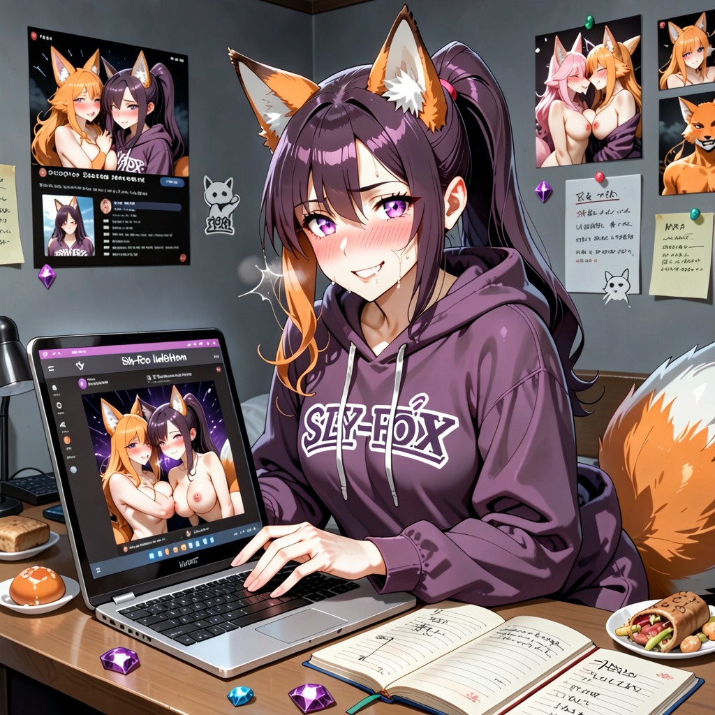 Glossy Skin, Huge Sparkling Obsessive Anime Eyes, Rolling Eyes Hentai AI Porn