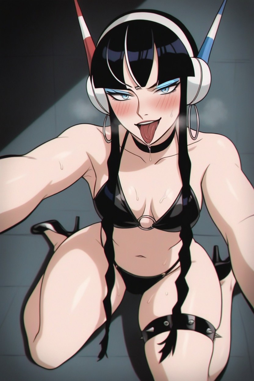 Gold Earrings, Small Breasts, Gorgeous Blue Eyes With Eyeshadow Hentai AI Porn