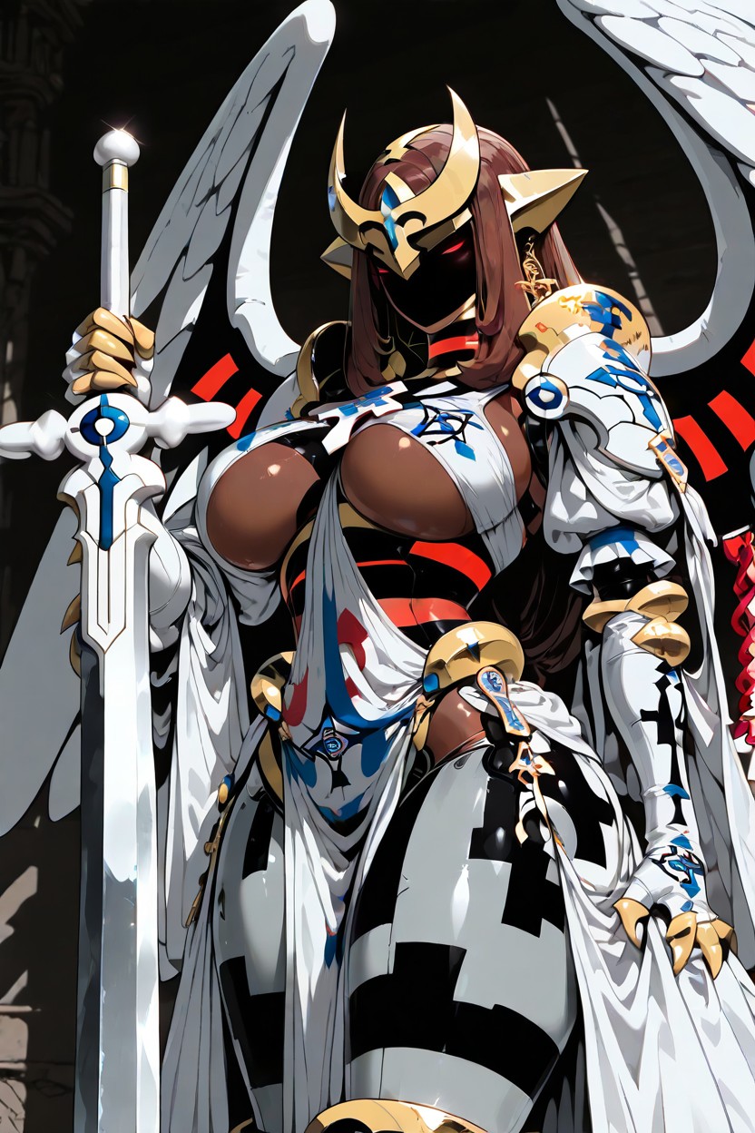 Red Eyes, Armor Gloves, Large Breasts Porno IA Hentai