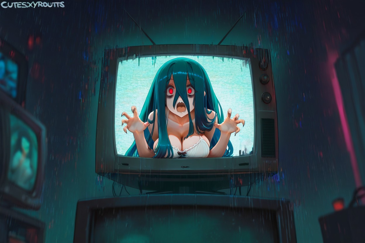 Dark Eyes, Glowing, Sadako Yamamura Porno IA Hentai
