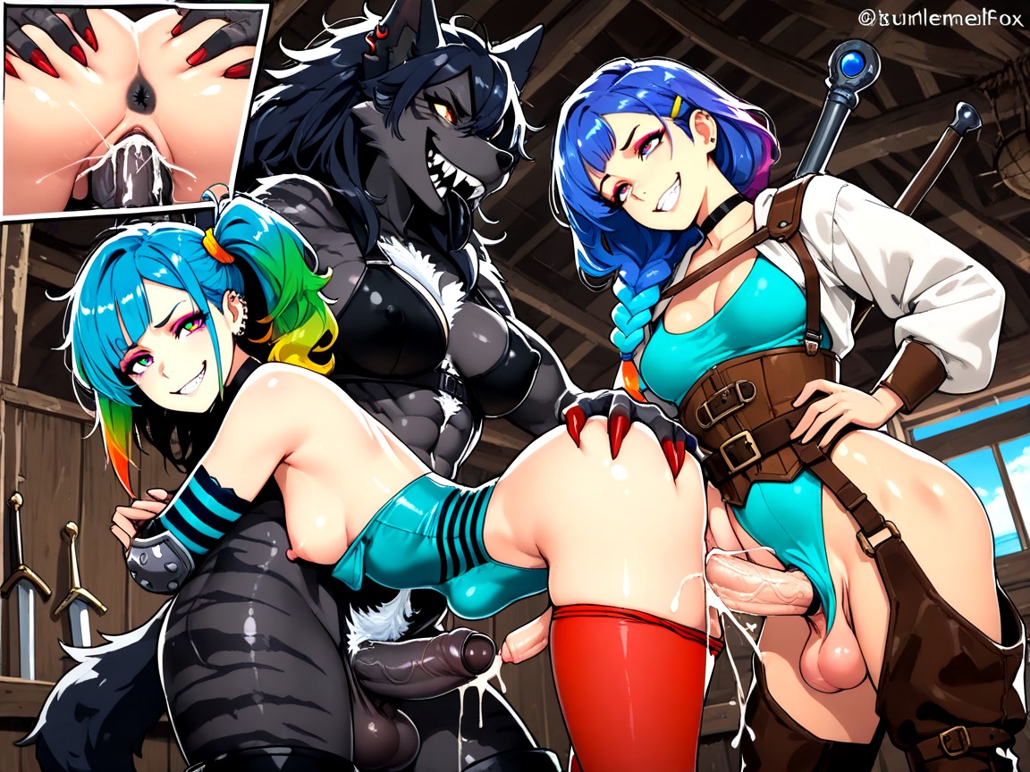 Black Striped Scaled Skin, Black Tongue, Adventurer Robes Hentai IA