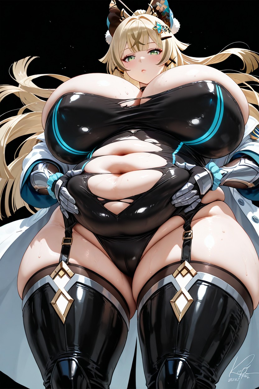 Bored Looking At Viewer, Bare Shoulders, White Skin Hentai AI Porn