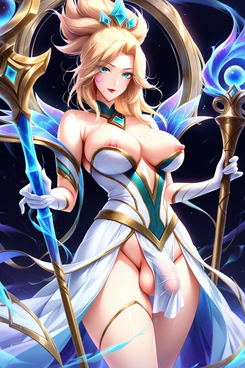 Elegant And Graceful Pose, Plunging Neckline, Soft Halo Hentai AI Porn