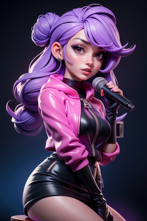 Metallic Silver, 18+, Pink And Purple Stage Lights Creating A Bokeh Effect The Stage Is Illuminated With Warm Hentai AI Porn