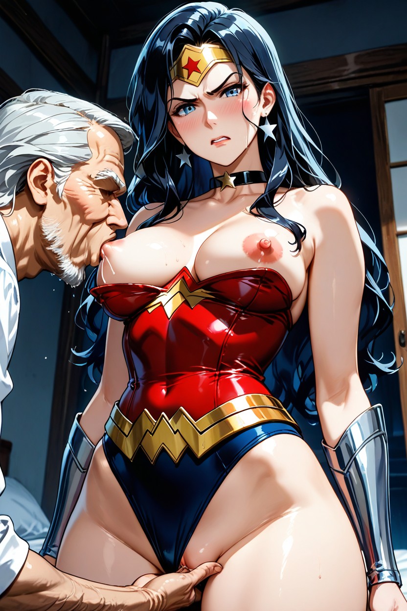 Outward-curving Side Strands, Medium Breasts, Looking At Viewer Hentai AI Porn