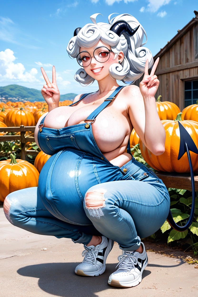 Field Of Pumpkins And Watermelons, Demon Tail, Medium Ass Hentai AI Porn