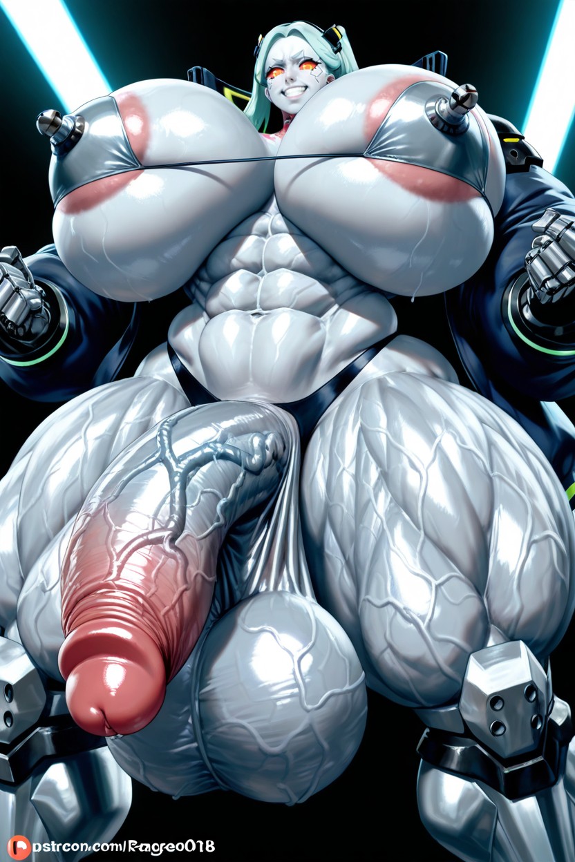 Micro Bikini, Metallic Silver Penis, Breasts Bigger Than The Torso Hentai AI Porn