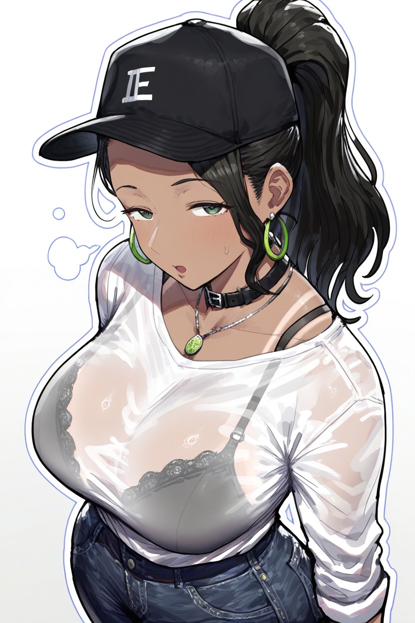 Ie Art Style, Black Tubetop, Giant Saggy Breasts Hentai AI Porn