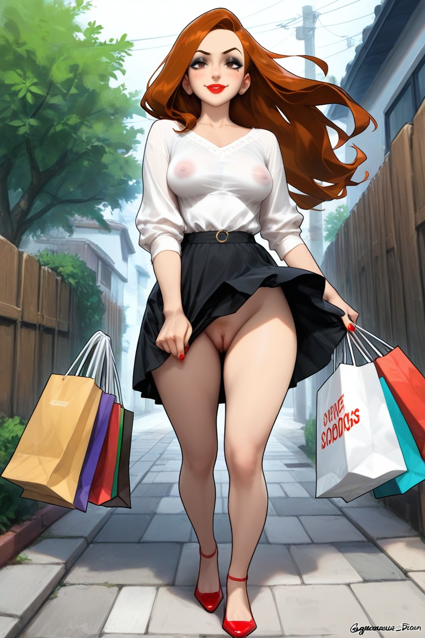 Dark Brown Eyes, Detailed Body, Labia Peeking Out Hentai AI Porn