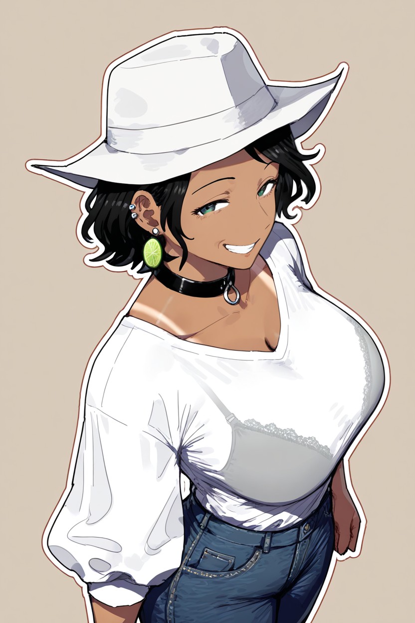 Top Down, Tan Lines, Green Eyes Hentai AI Porn