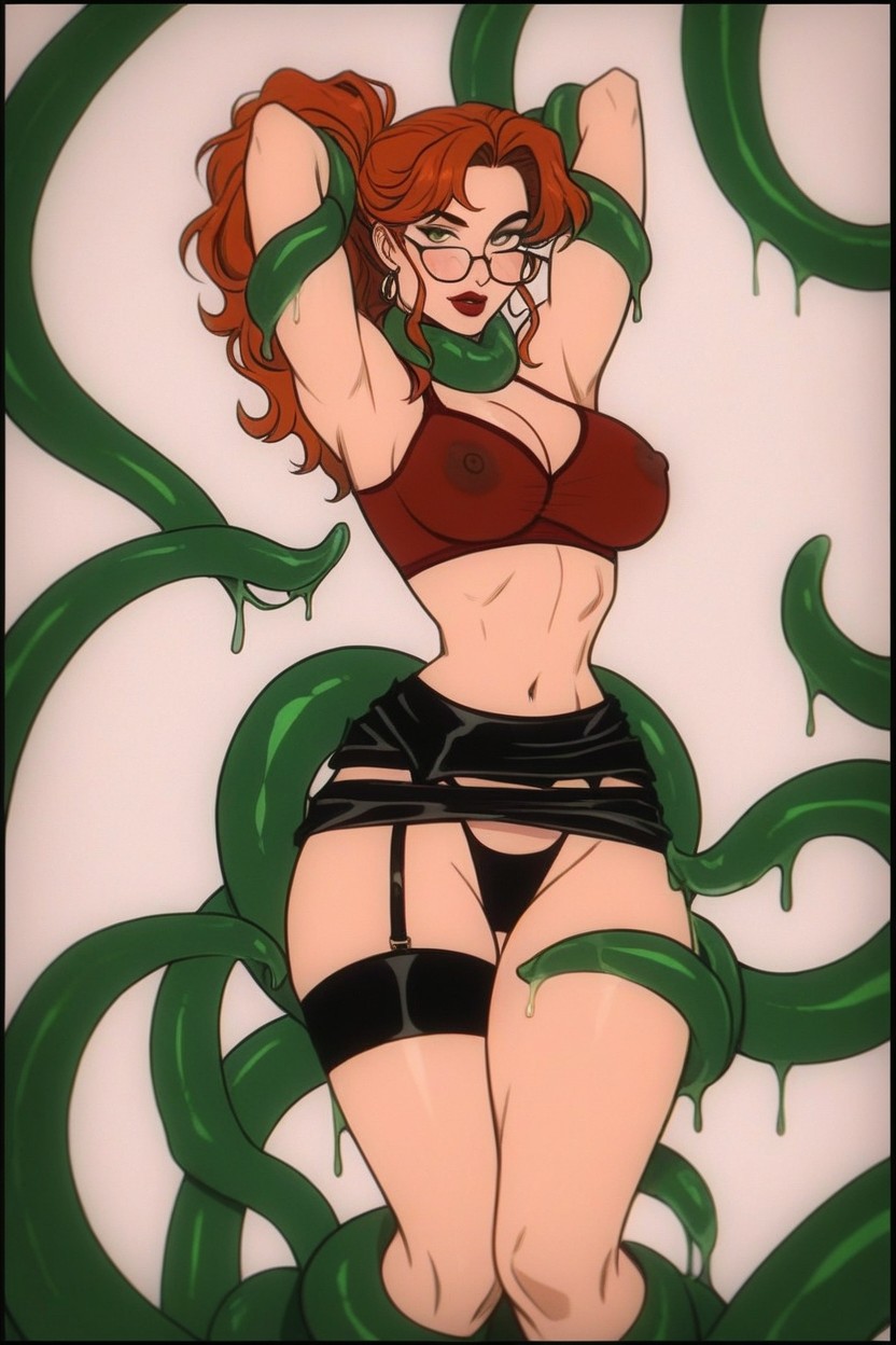 Nipples Visible Through Shirt, Tentacles Removing Her Skirt, Hot Seductive Face Hentai AI Porn