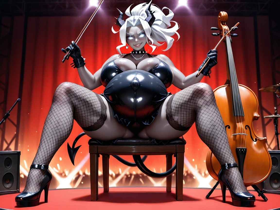 Demon Tail, Playing The Cello, Realistic Hentai IA