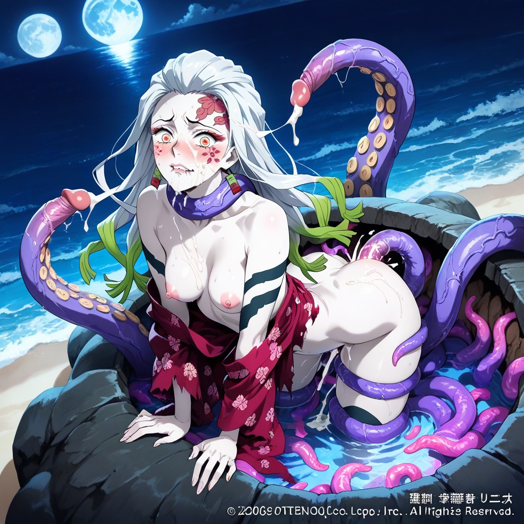 Smooth Body, Navel Exposed, She Fall Into Tentacles Hole Hentai AI Porn