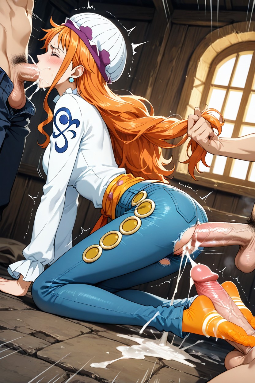 Motion Lines, Tight Jeans, Footjob Hentai AI Porn