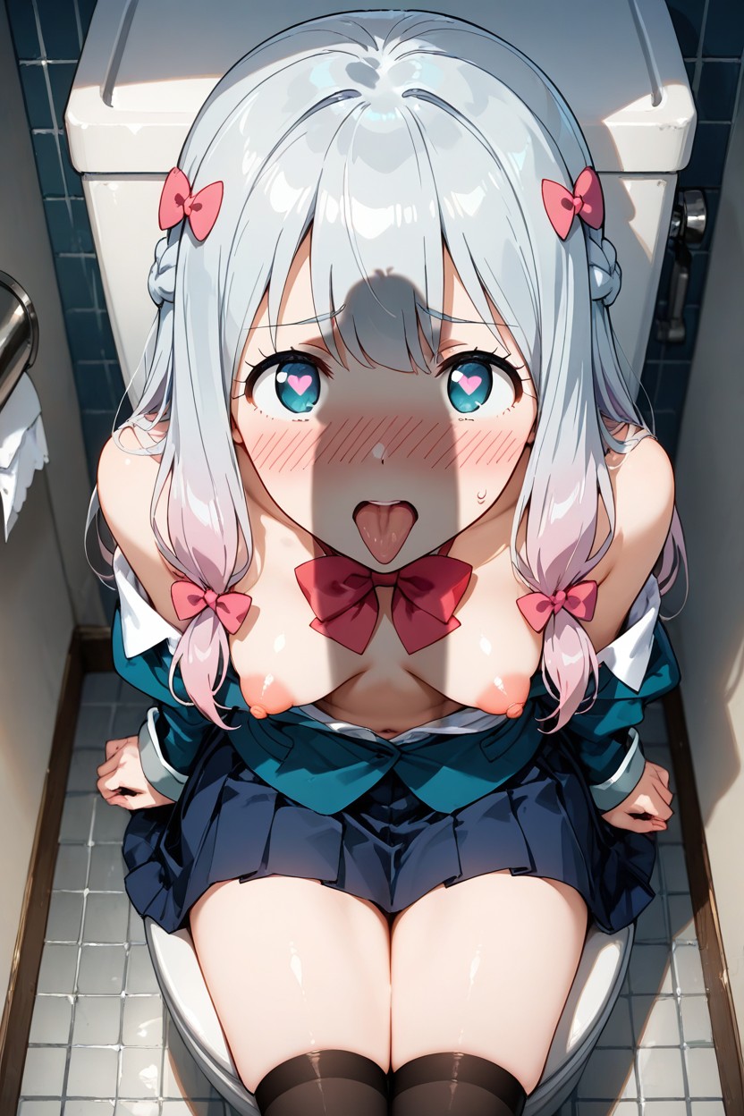 French Braid, Toilet, High Resolution Hentai AI Porn