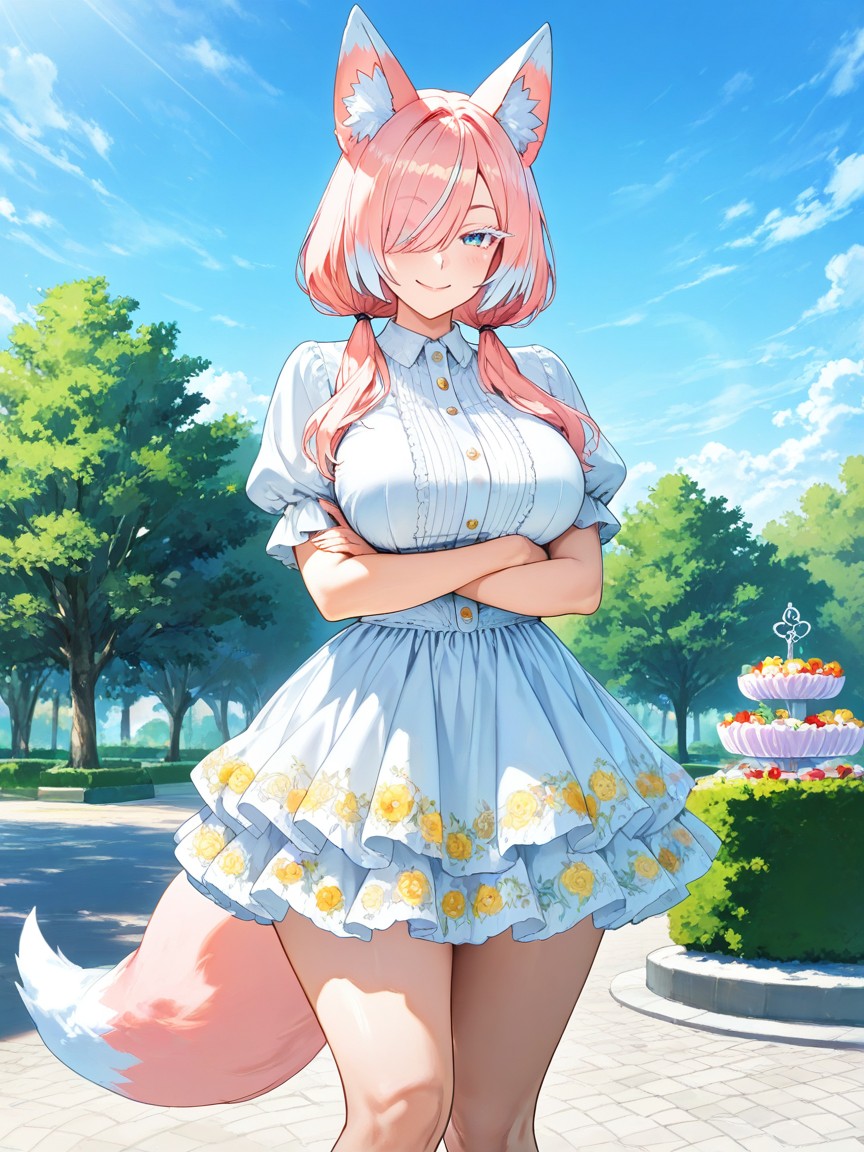 Reflected Light In Eyes, Frilly, Hair Over One Eye Hentai AI Porn