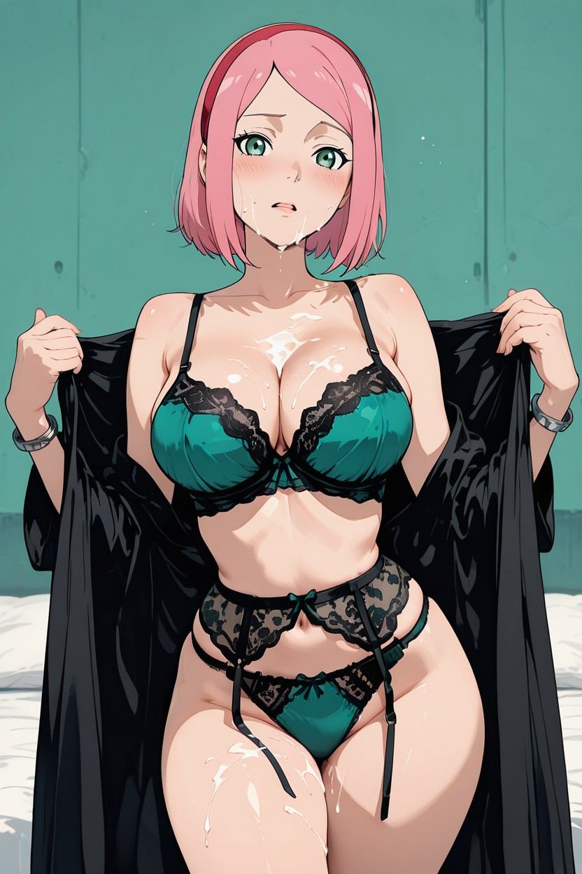 Natural Breastswhich Are Exposed And Glistening With White Fluid, Hips Tilted Subtly Outward, Medium Ass Hentai AI Porn