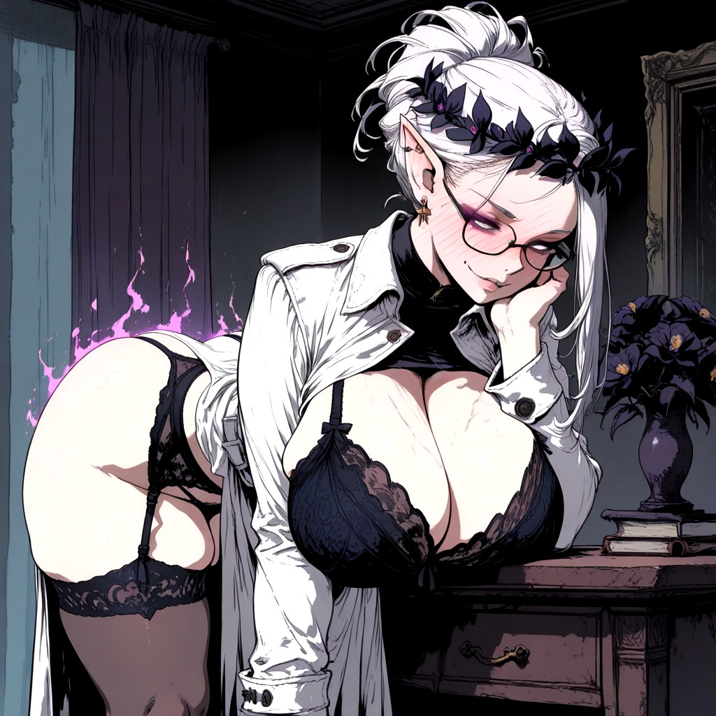 Streaked Face But Smiling Seductively, Pointed Ears, Large Tits Hentai AI Porn