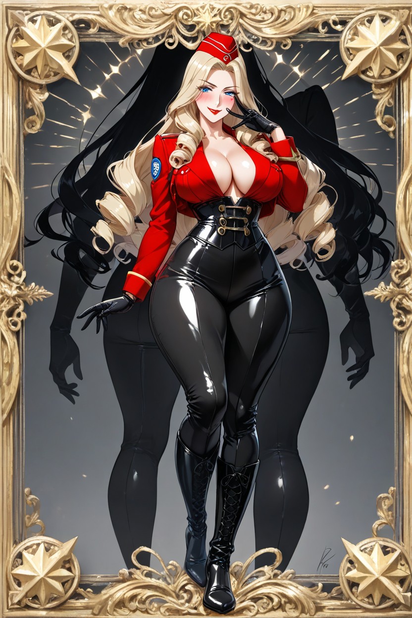 Vivid Crimson Lips, Slightly Low Camera Angle, No Distorted Anatomy Porno IA Hentai