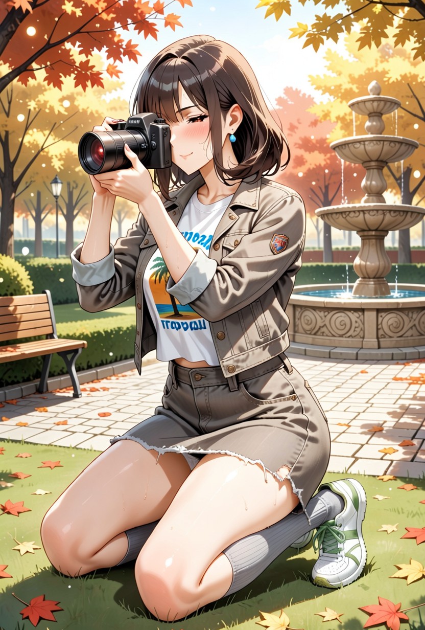 White Cloth Panties, Delgada, A Slightly Oversized Grey Denim Tube Skirt Hentai IA