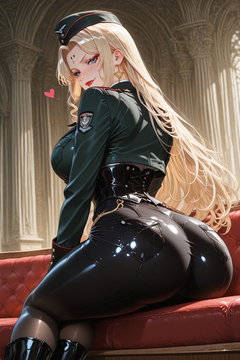 Glossy Sensual Finish, Premium Japanese Erotic Anime Illustration, Classic S Calendar Glamour Hentai AI Porn