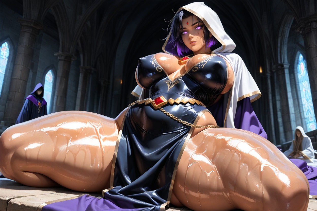 Purple Wild Wolfcut Hair, K, Nun Hentai AI Porn