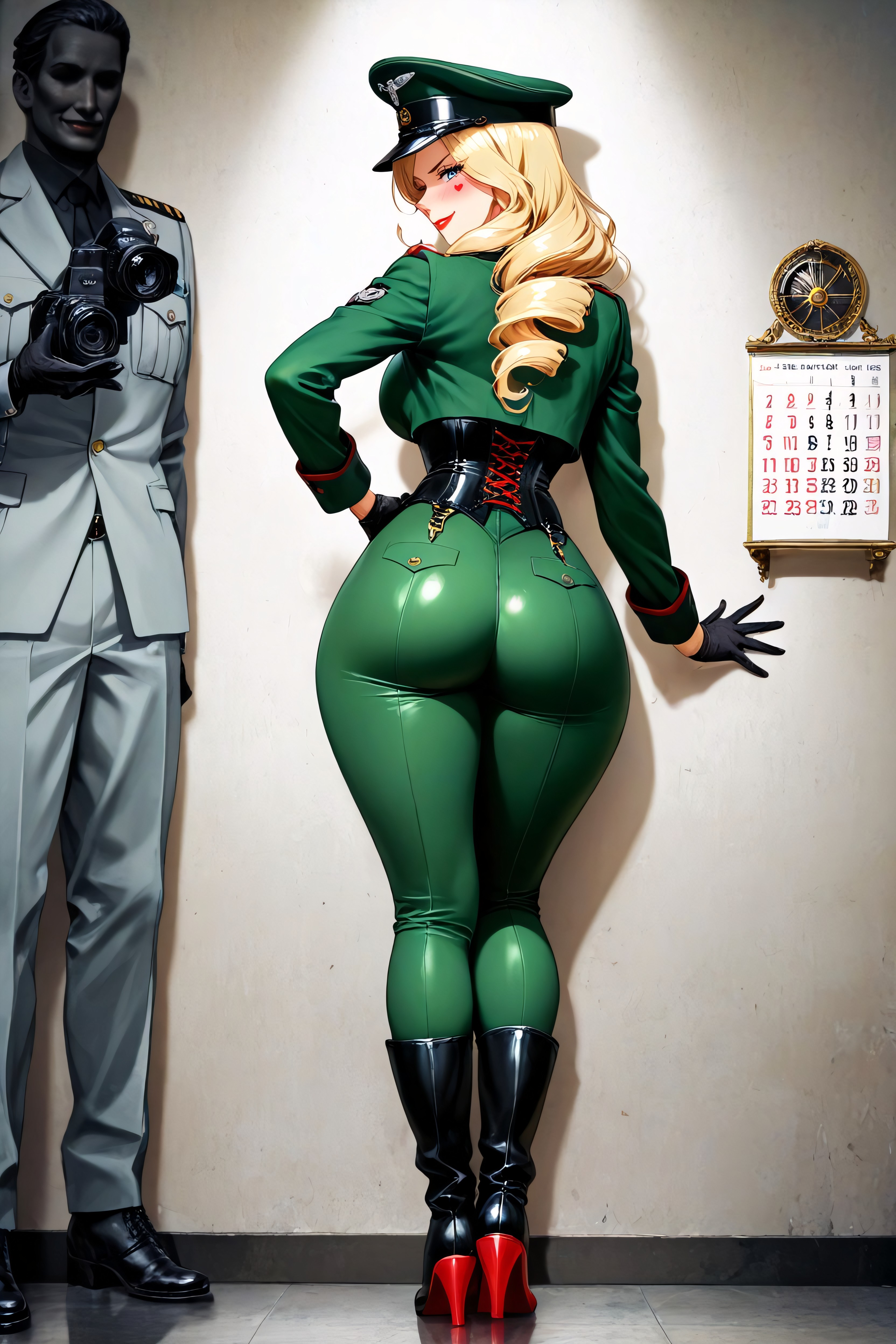 High-heeled Lace-up Boots, Deeply Plunging Curved Neckline, Volumetric Hentai AI Porn
