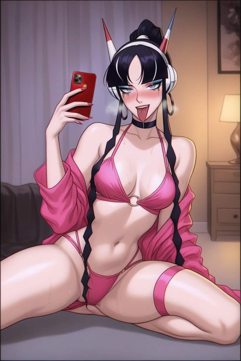 Thick Thighs, Mouth Wide Open, Extremely Open Mouth Hentai AI Porn