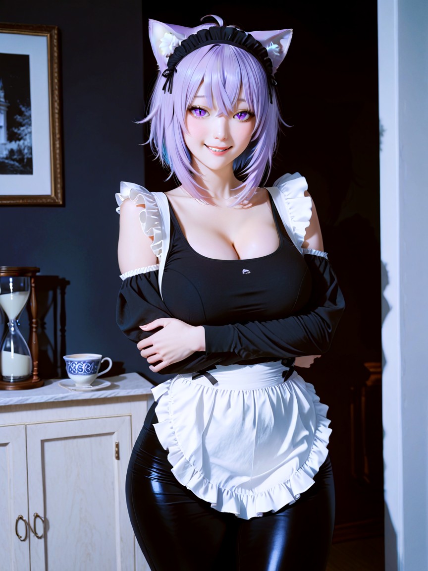 Frilly White Pinafore Apron, Girl, Rounded Ass Hentai AI Porn