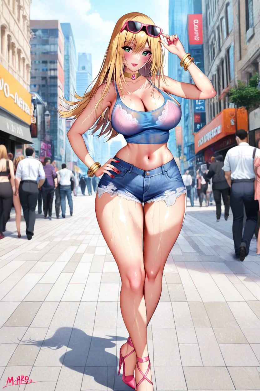Pink Eyeshadow, Straight Hair, Daisy Dukes Hentai AI Porn
