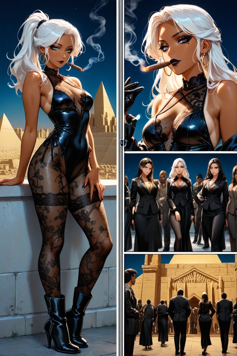 Black Lace Leggings, Night, Full Body Hentai AI Porn