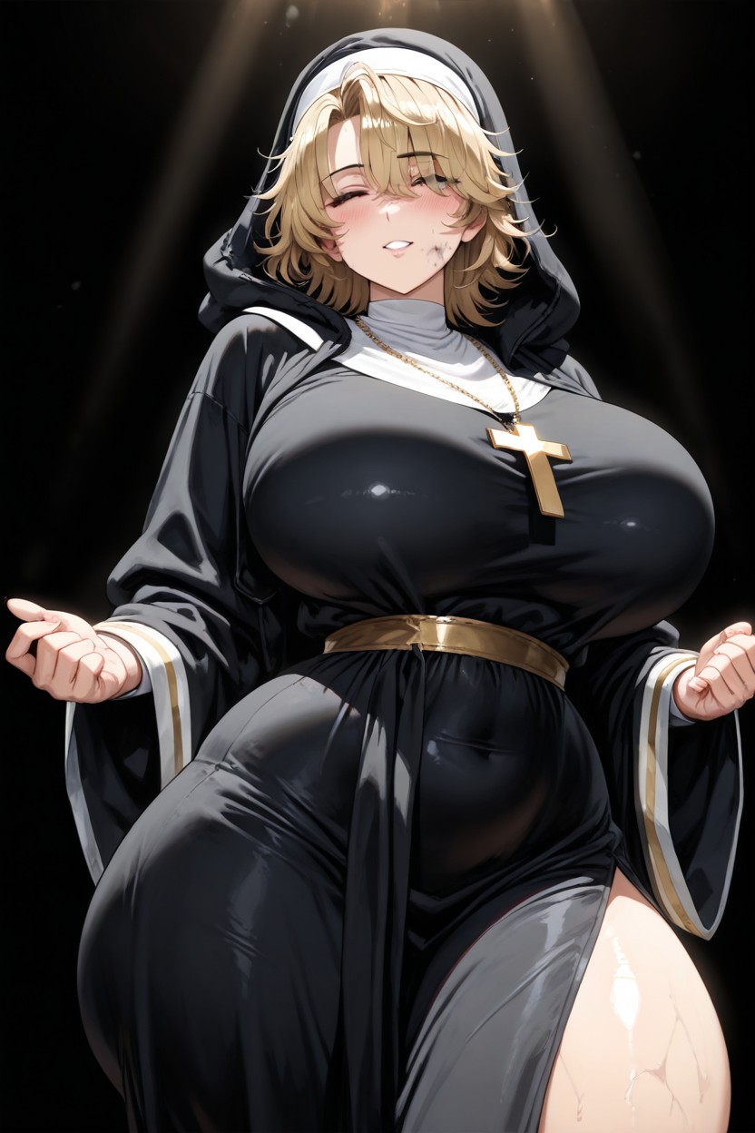 Lots Of Gold Jewelry, Messy Bangs, Athletic Body Hentai AI Porn
