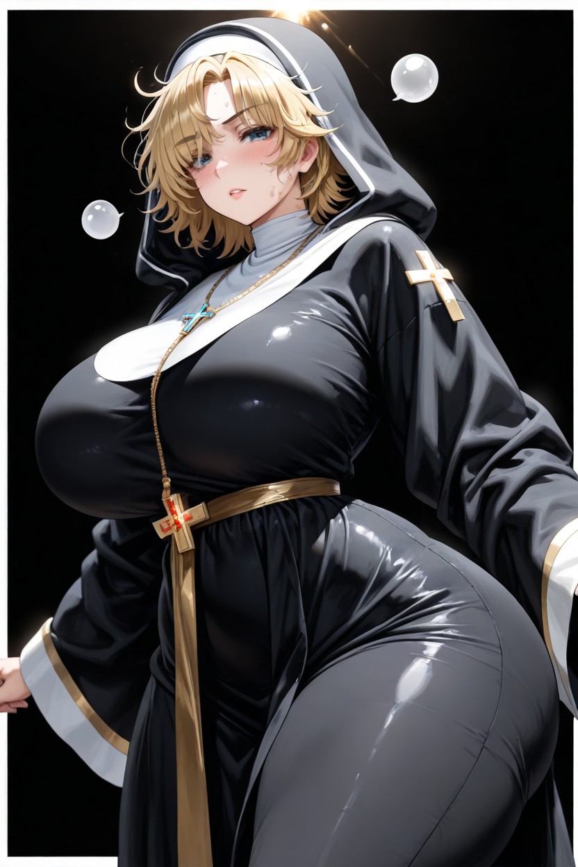 Black With White Trim, Baggy Hood, Messy Hair Hentai AI Porn
