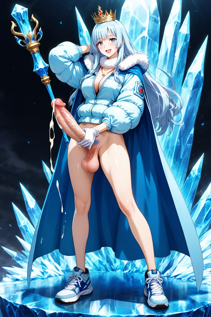 Beautiful Penis, Ice Palace Background, Anime Style Hentai KI Porno
