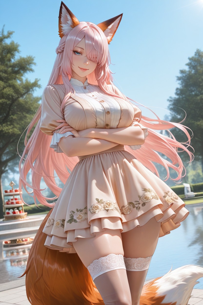 Fox Ears, Ultra High Definition, Wearing Thighhigh Socks Hentai IA
