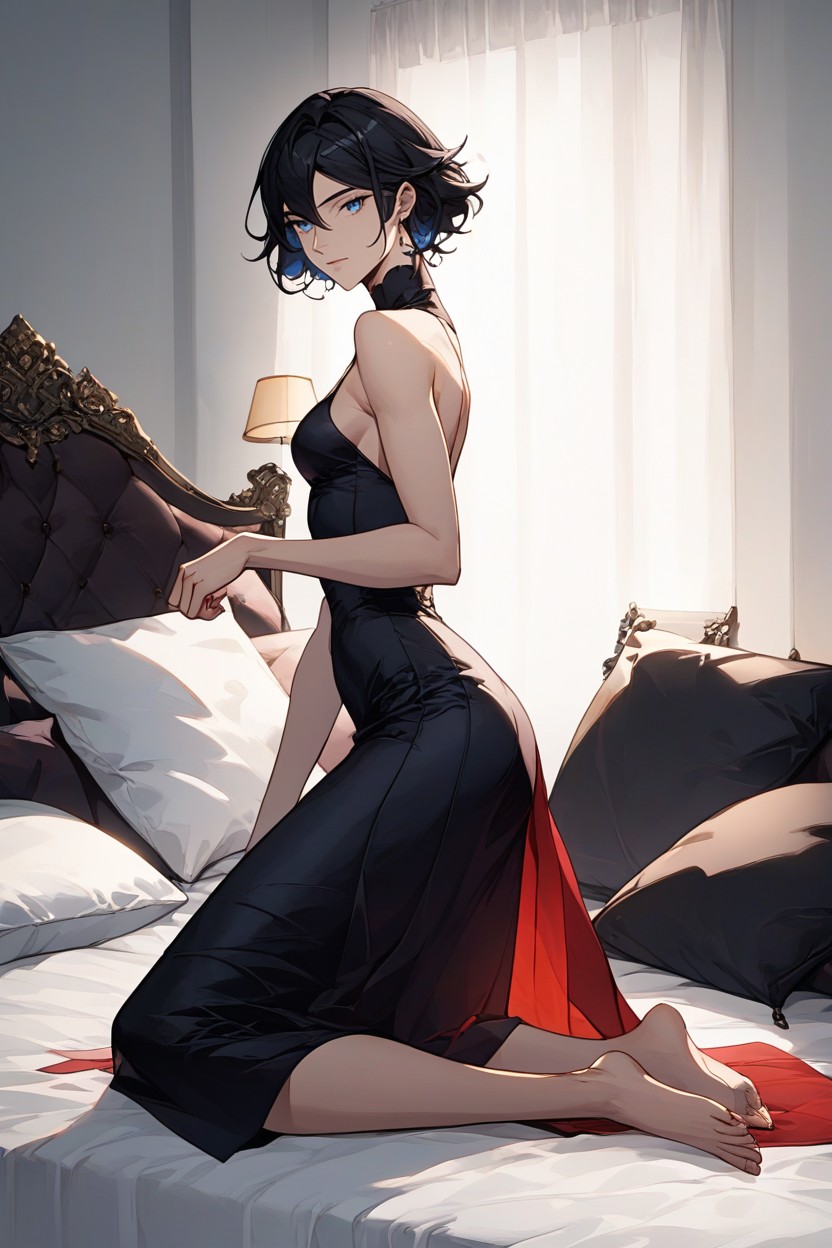 Small Ass, Blue Eyes, Bed Hentai AI Porn