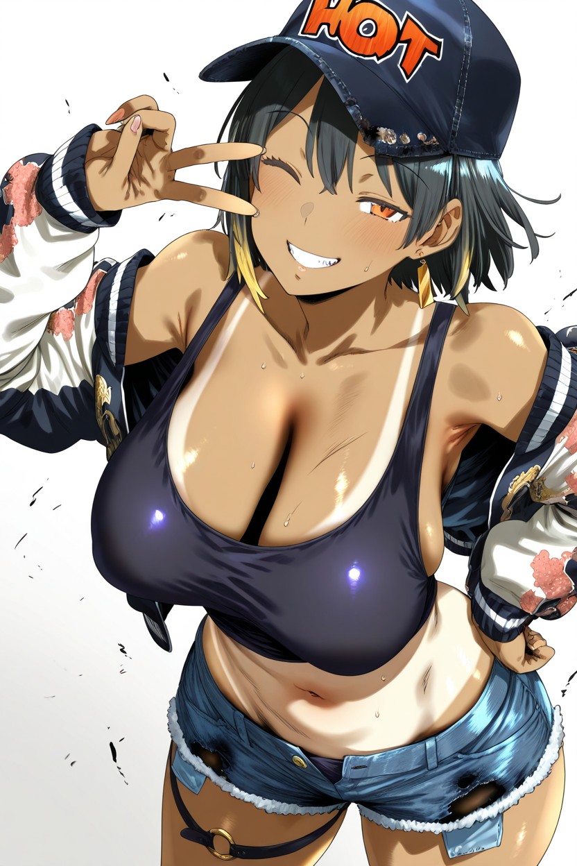 Bare Shoulders, Right Hand On Hips, Skinny Hentai AI Porn
