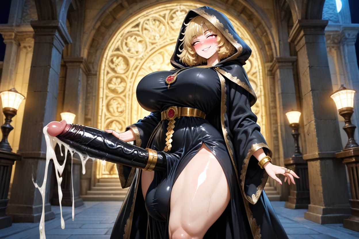 Huge Perky Breasts, Perfectly Rounded Spherical Breasts, Big Gold Jewelry Belt Porno IA Hentai