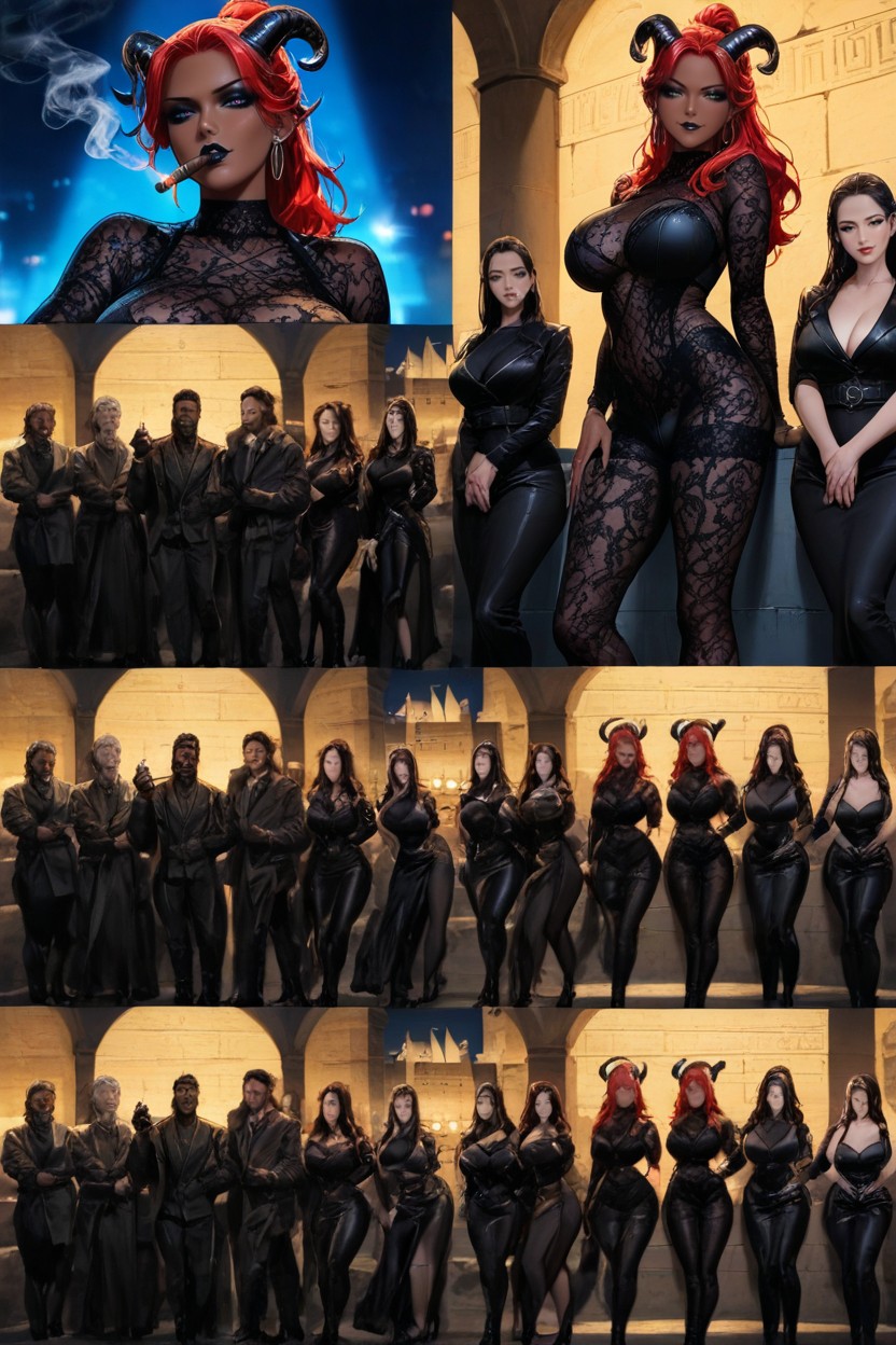 Neon, Dark Makeup, Black Lace Leggings Hentai AI Porn