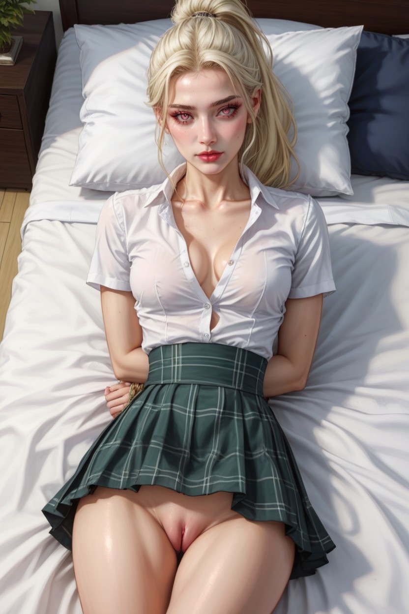Skinny, Woman Pov, White Collared Unbuttoned Office Shirt Hentai AI Porn