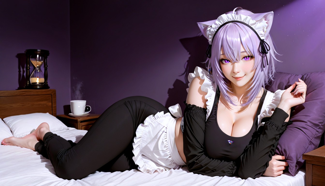 K Resolution, Medium Breast, Plain Purple Hair Hentai AI Porn