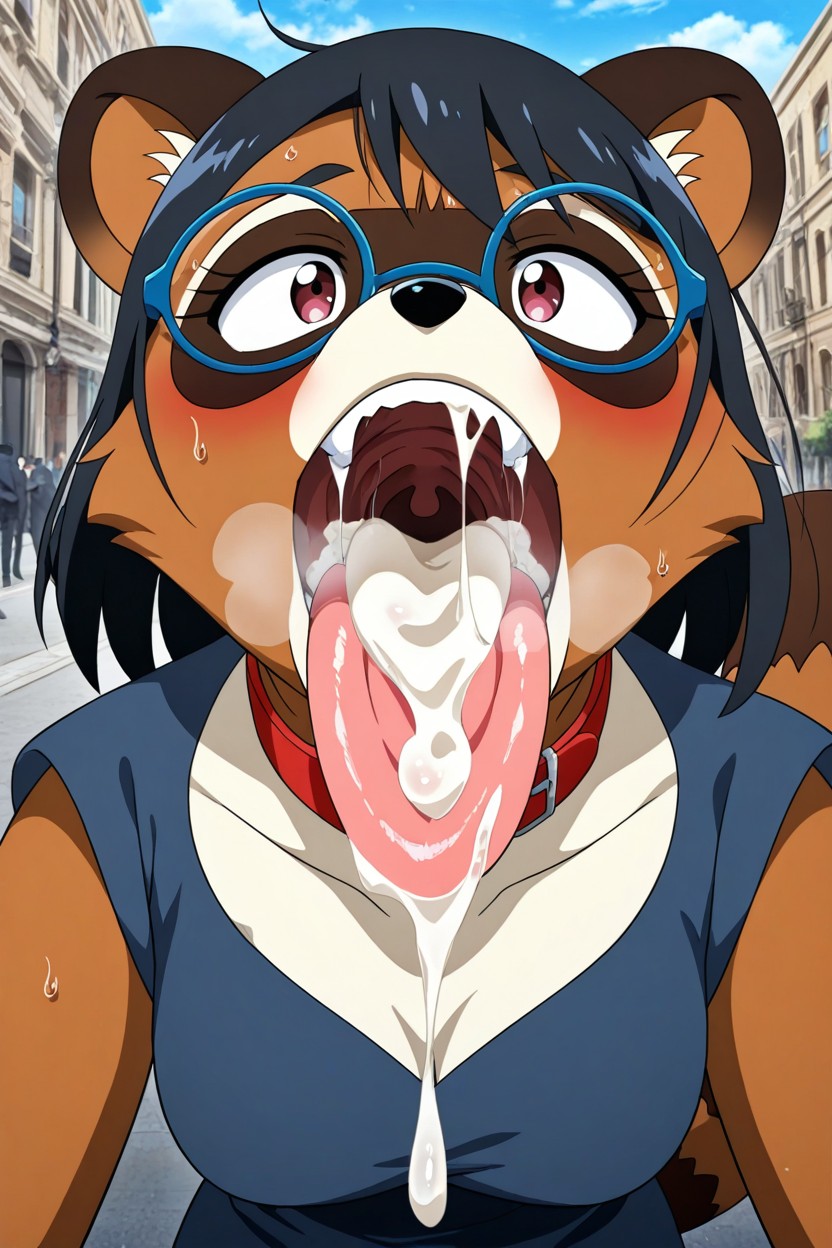 Close Up Mouth, Cartoon Style, Saliva Hentai AI Porn