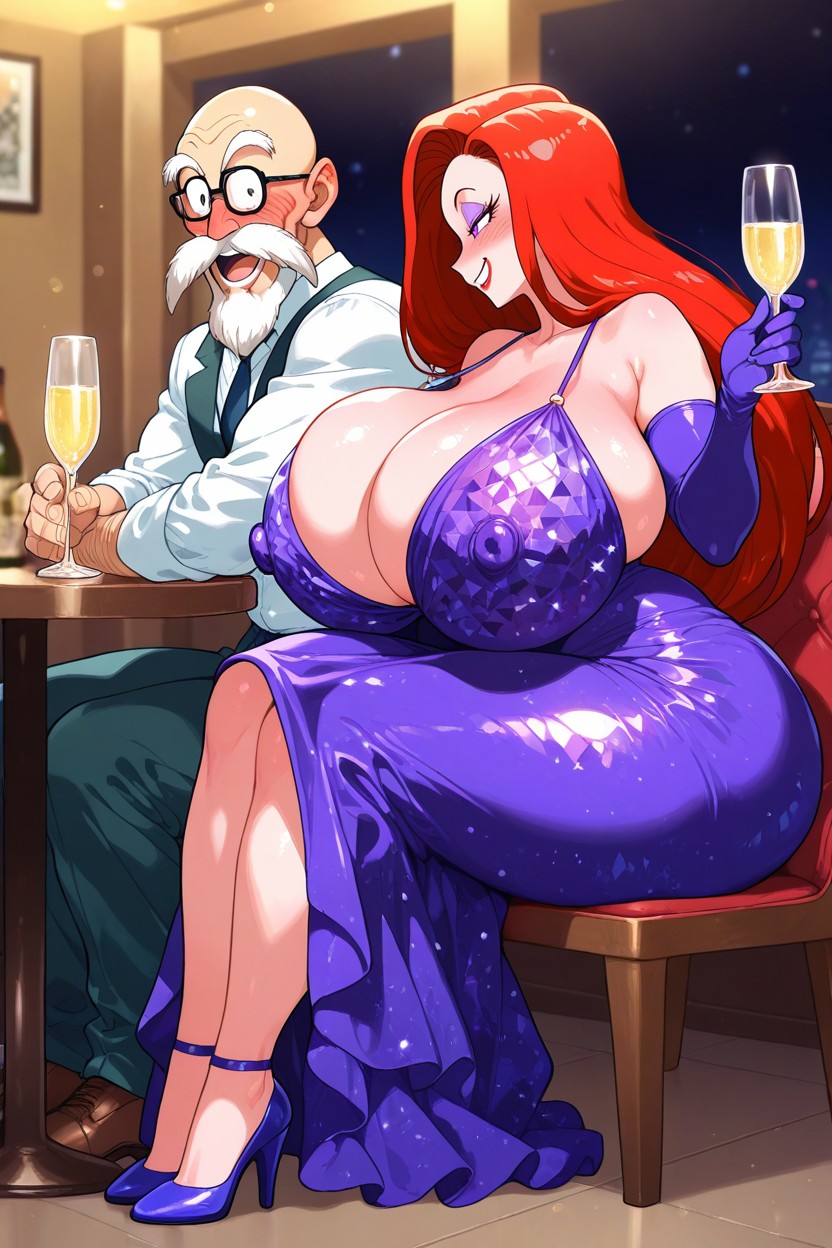 Very And Very Voluptuous Cougar Slut Milf, Plunging Neckline, Ultra Gigantic Breasts Hentai AI Porn