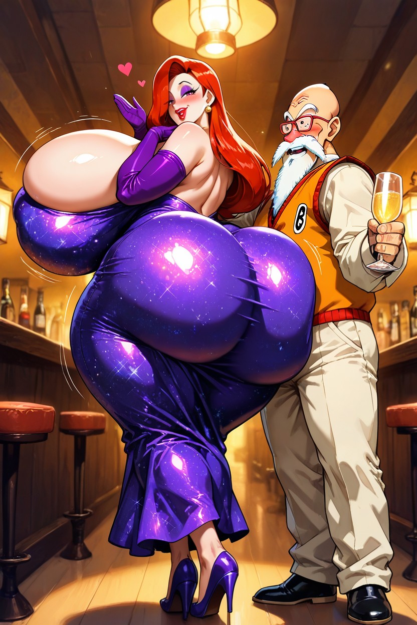Breast Expansion, Embracing By Super Tall Bodybuilder Muten Roshi, Rear View Hentai AI Porn
