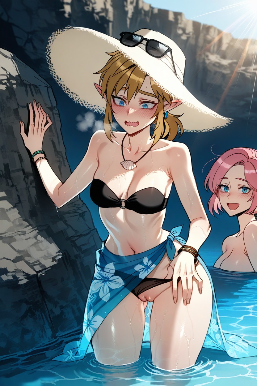 Shell Necklace, Sunglasses On The Head, Modest Minimal Height Hentai AI Porn