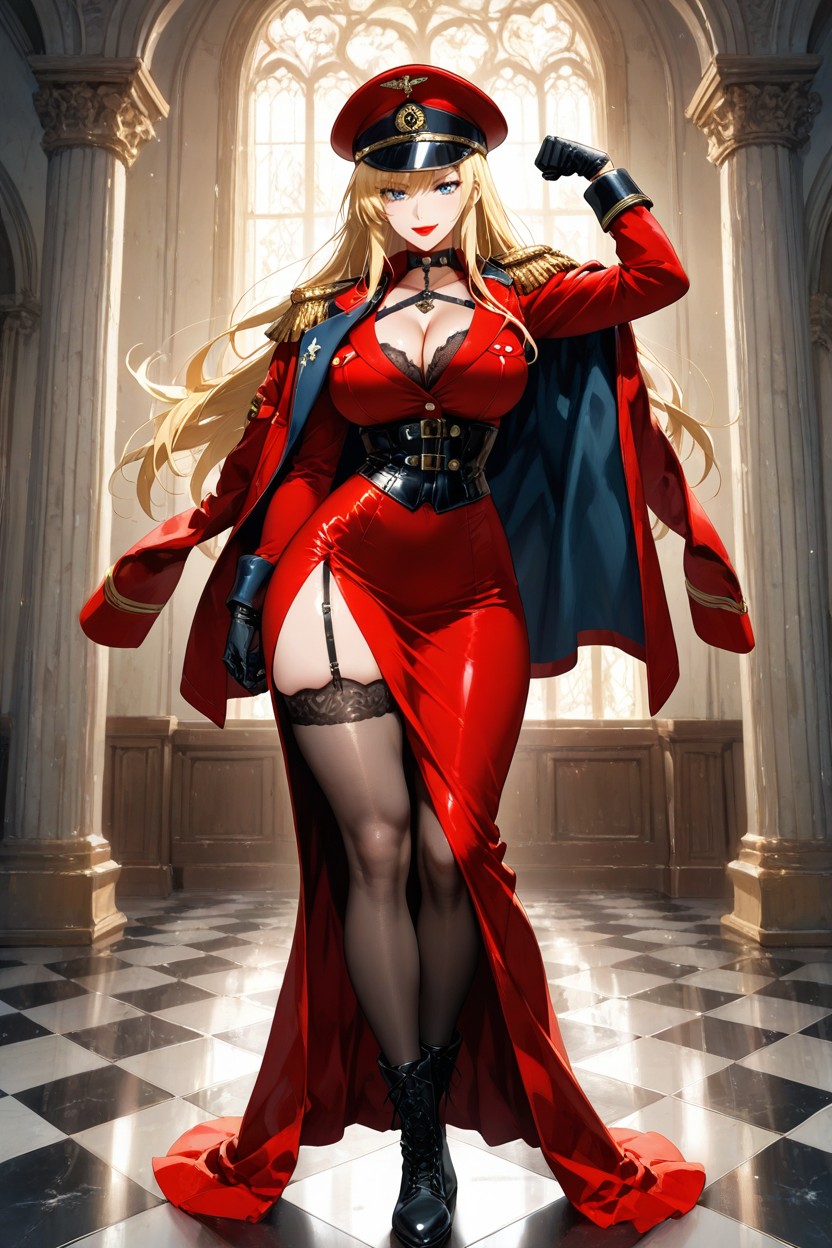Thick Thighs, Front View, Black Gloves Hentai AI Porn