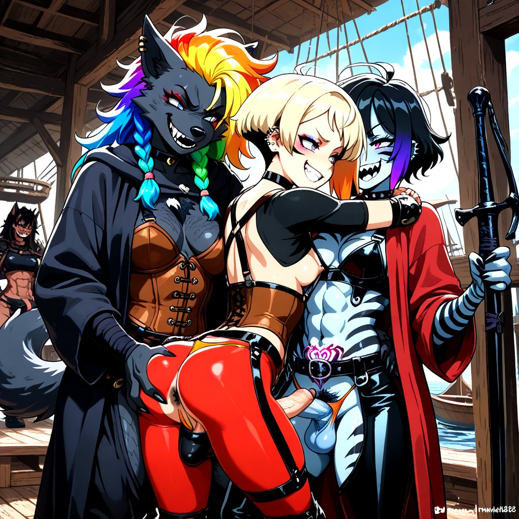 Crop Top, Chaps, Red Pantyhose Hentai AI Porn
