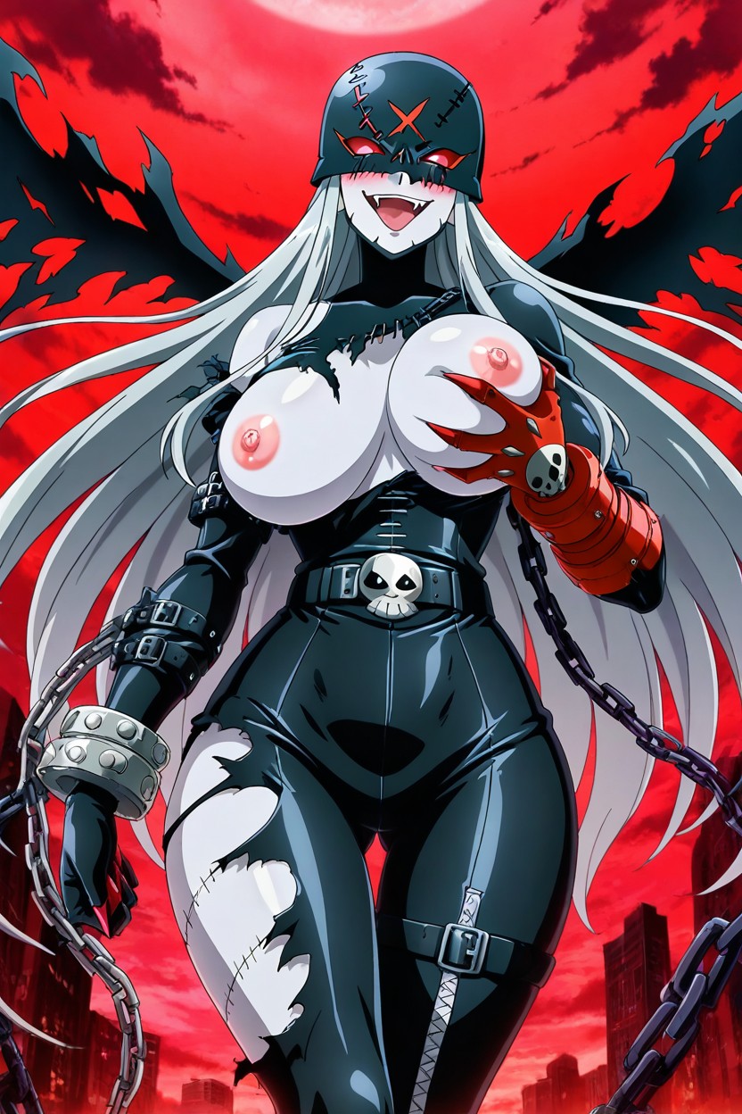 Abstract, Grabbing Her Own Tits, Digimon Creature Hentai AI Porn