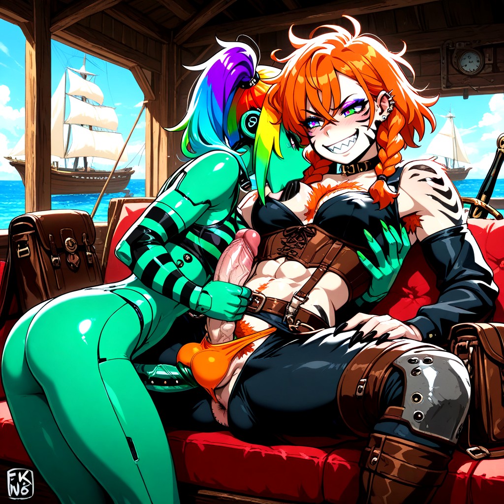 Futanari, Long Sleeves, Heavy Eye Makeup Hentai AI Porn