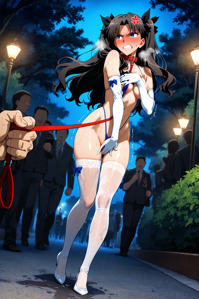 Warm Light, Trees, Leg Together Feet Apart Hentai AI Porn